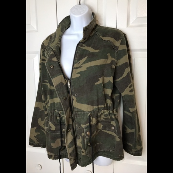 BLANK NYC Brigade Camo Military Jacket Coat Army Olive Green Long Sleeves - Picture 5 of 11